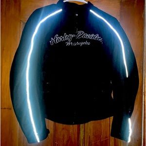 Harley Davidson Women’s Black Wind Resistant Riding Jacket Reflective Sleeves Sm